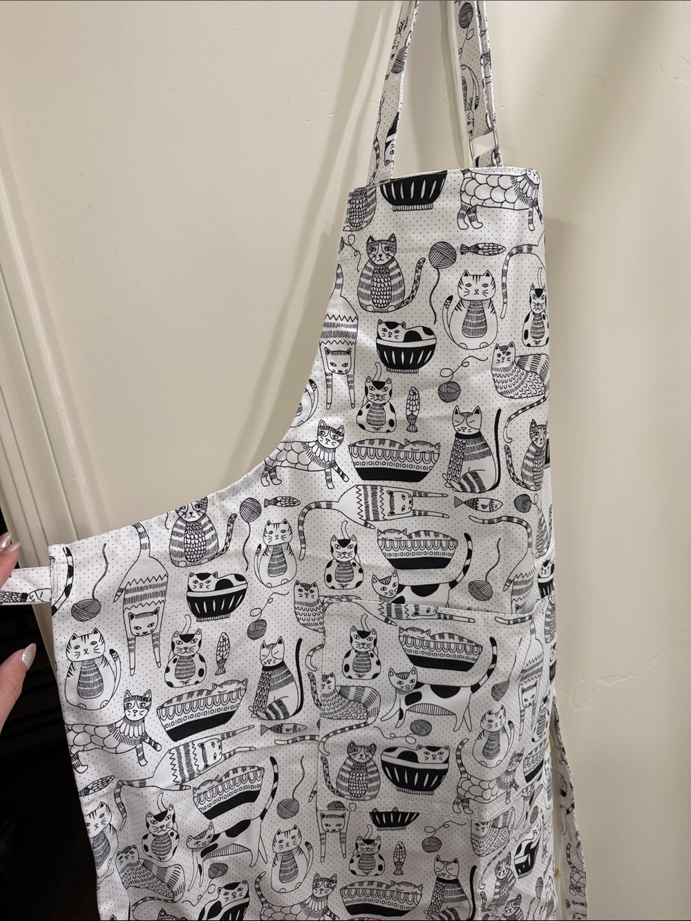 Anthropologie Black and White Cat Print Apron